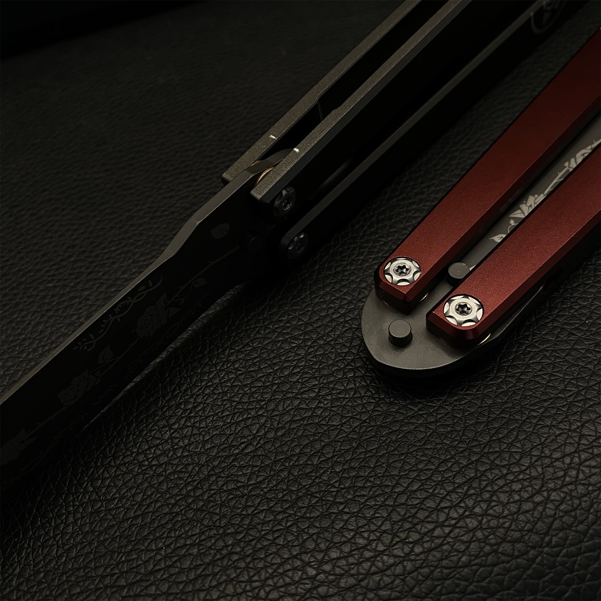 High-End TF2 Black Rose Butterfly Knife Trainer CNC Aluminum Alloy Handle Balisong Trainer - Tophatter Daily Deals