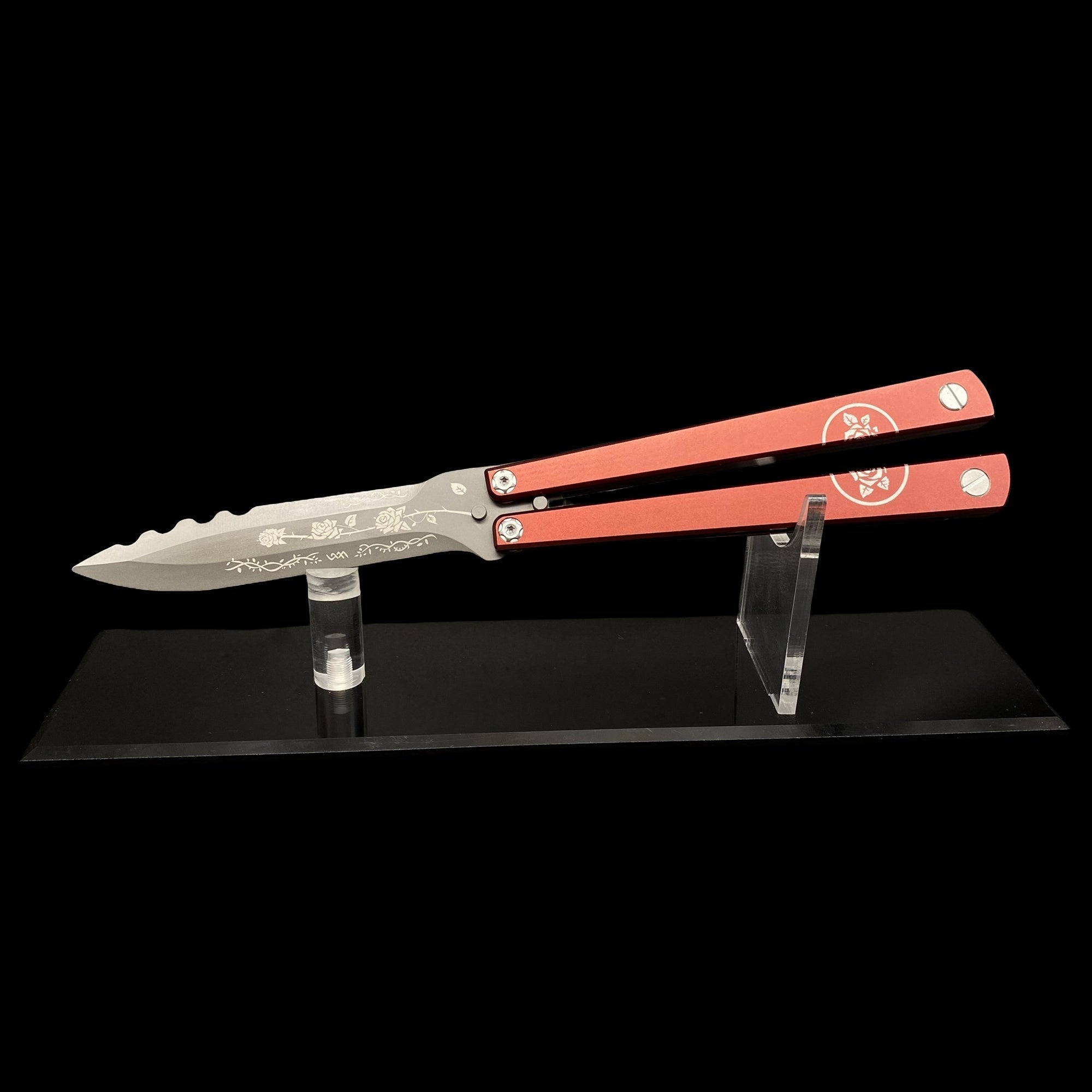 High-End TF2 Black Rose Butterfly Knife Trainer CNC Aluminum Alloy Handle Balisong Trainer - Tophatter Daily Deals