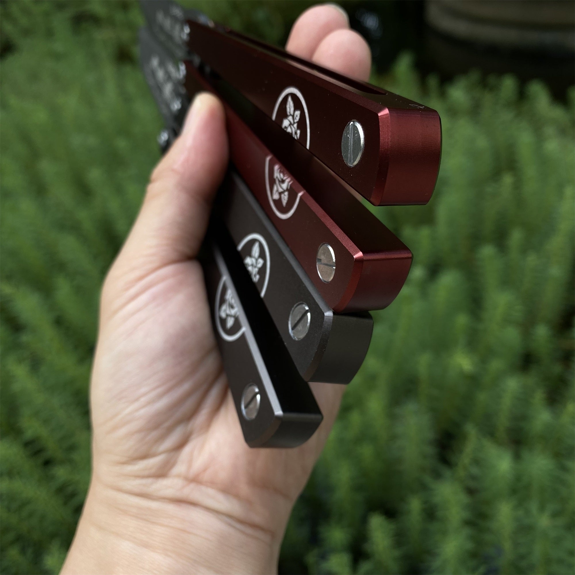 High-End TF2 Black Rose Butterfly Knife Trainer CNC Aluminum Alloy Handle Balisong Trainer - Tophatter Daily Deals