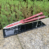 TF2 Black Rose Balisong Black Rose Butterfly Knife Replica IRL Red & Stand - Tophatter Daily Deals