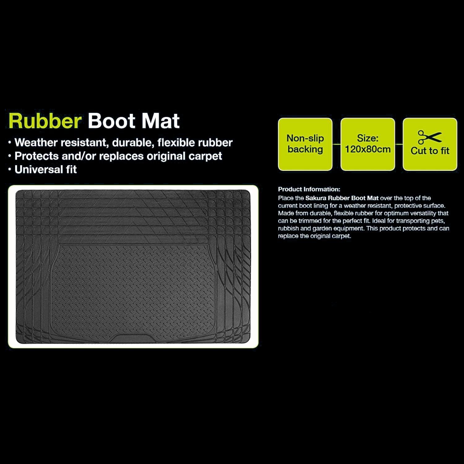 Car Rubber Mats UK - Rubber Car Boot Mat Universal Non Slip Heavy Duty Protector Liner Black Apparel & Accessories - Tophatter Daily Deals