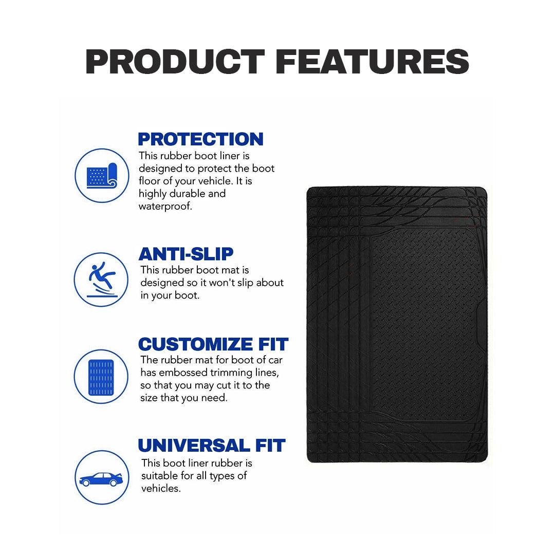 Car Rubber Mats UK - Rubber Car Boot Mat Universal Non Slip Heavy Duty Protector Liner Black Apparel & Accessories - Tophatter Daily Deals