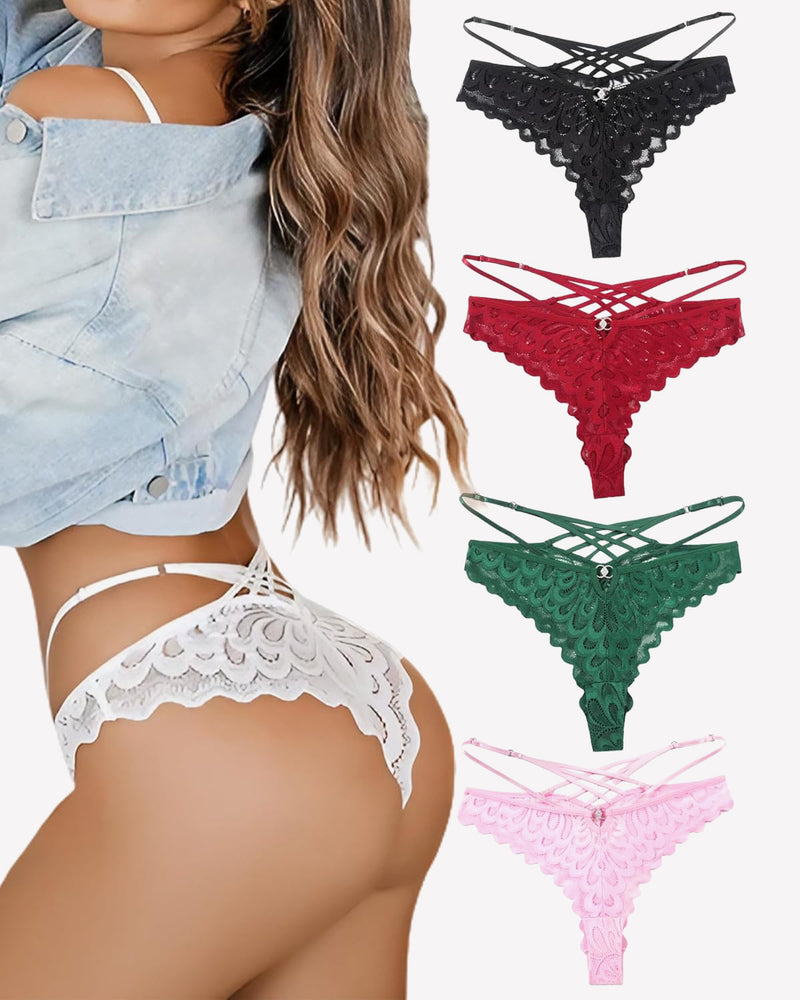 Lace Panties Criss Cross Back Underpants Black White Dark Green Pink Lingeries-panties - Tophatter Daily Deals