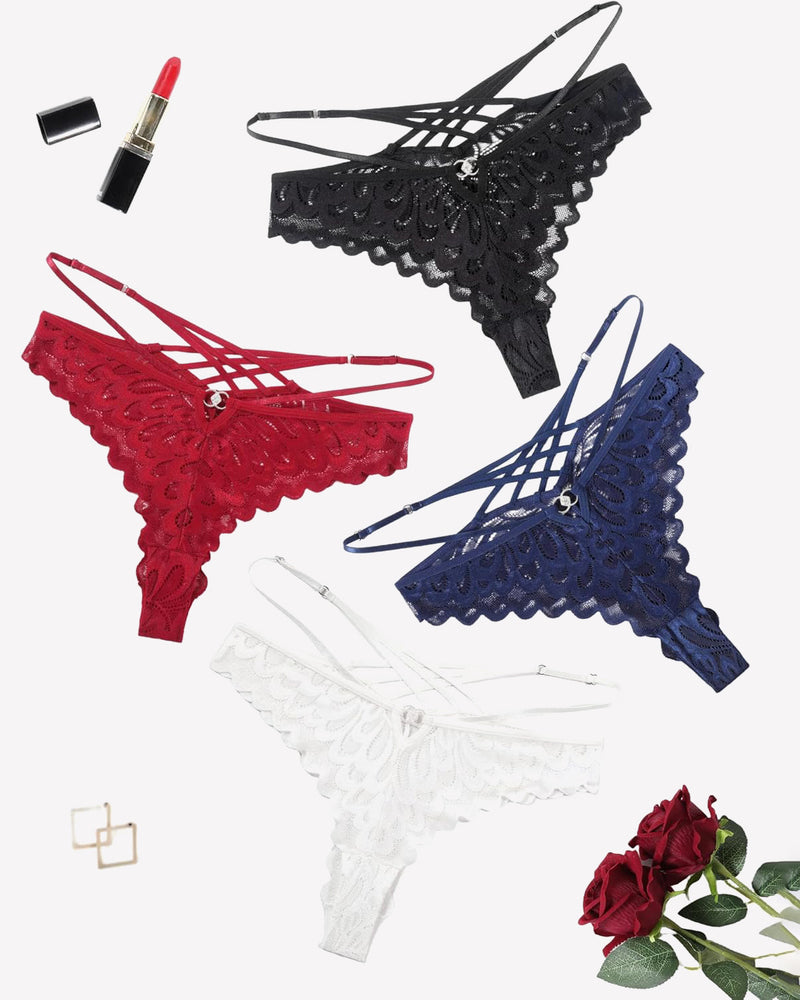 Lace Panties Criss Cross Back Underpants Black White Navy Blue Wine Red Lingeries-panties - Tophatter Daily Deals