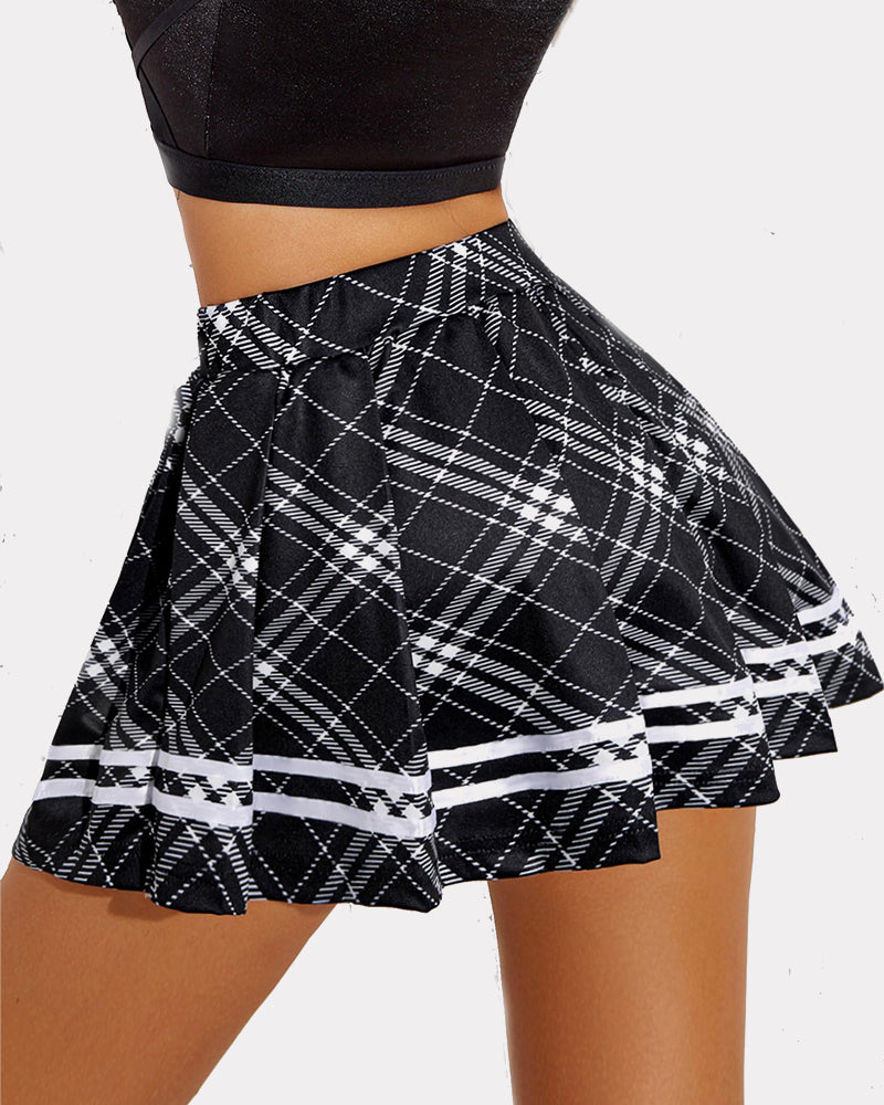 Pleated School Uniform Skirt (DE Only) White Plaid Lingeries-mini skirts - Tophatter Daily Deals