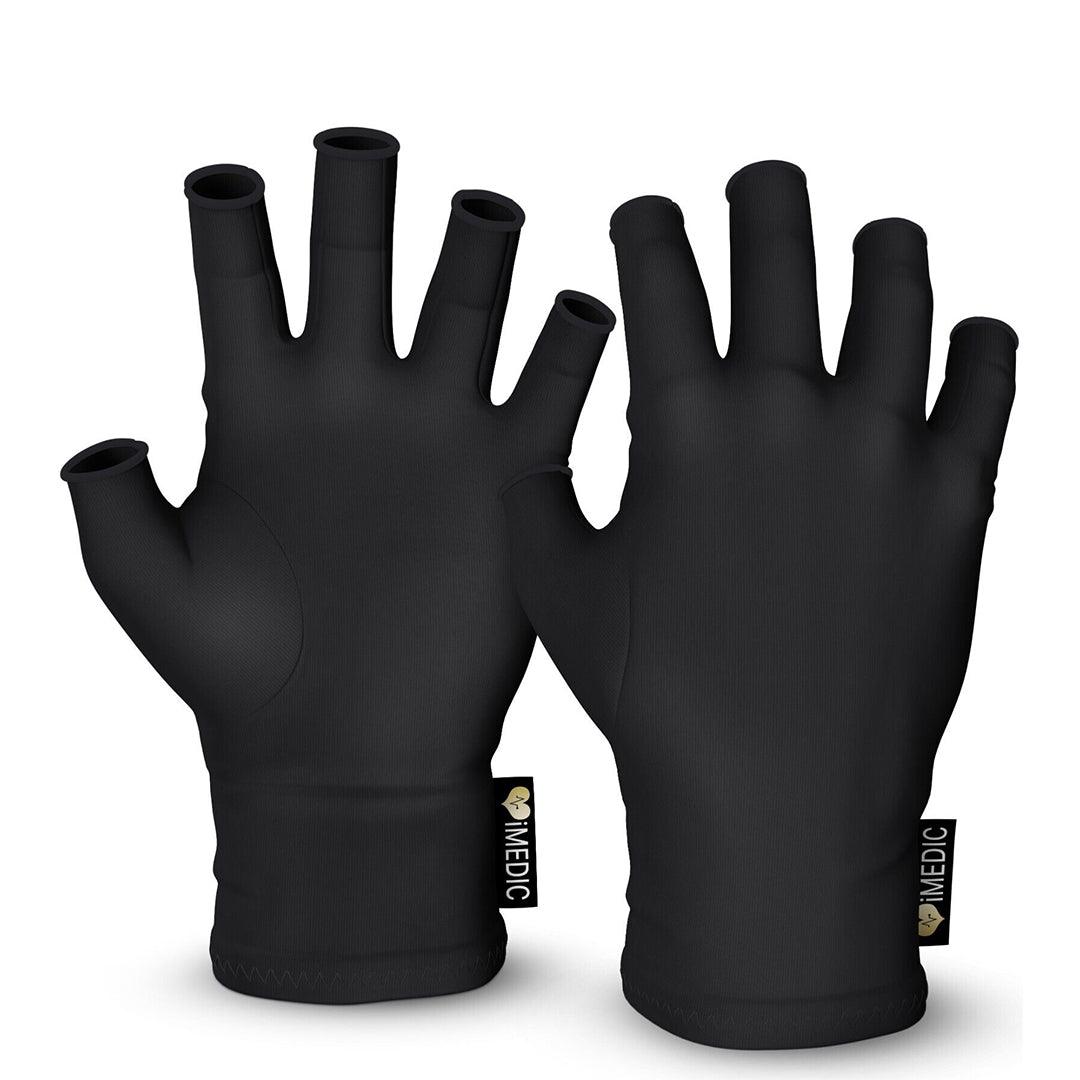 Compression Gloves for Arthritis - Fingerless Pain Relief Arthritic Hands Rheumatoid Anti Arthritis Elastic Gloves Black Gloves - Tophatter Daily Deals