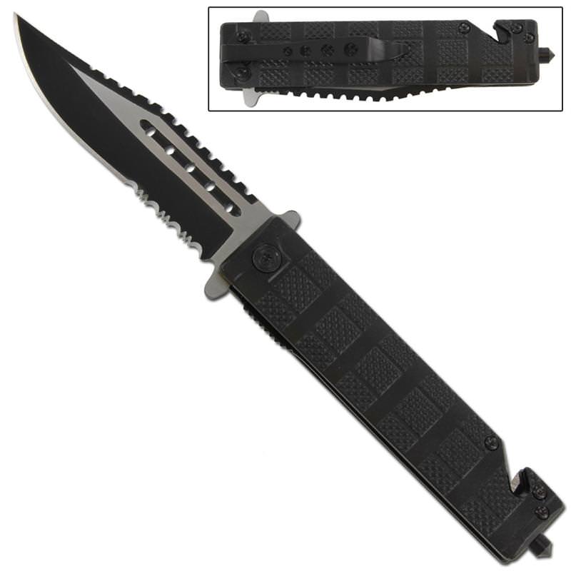 Black Drifter Rescue Spring Assist Knife - Tophatter's Guns'N'Weapons Store Collectible Weapons - Tophatter Daily Deals