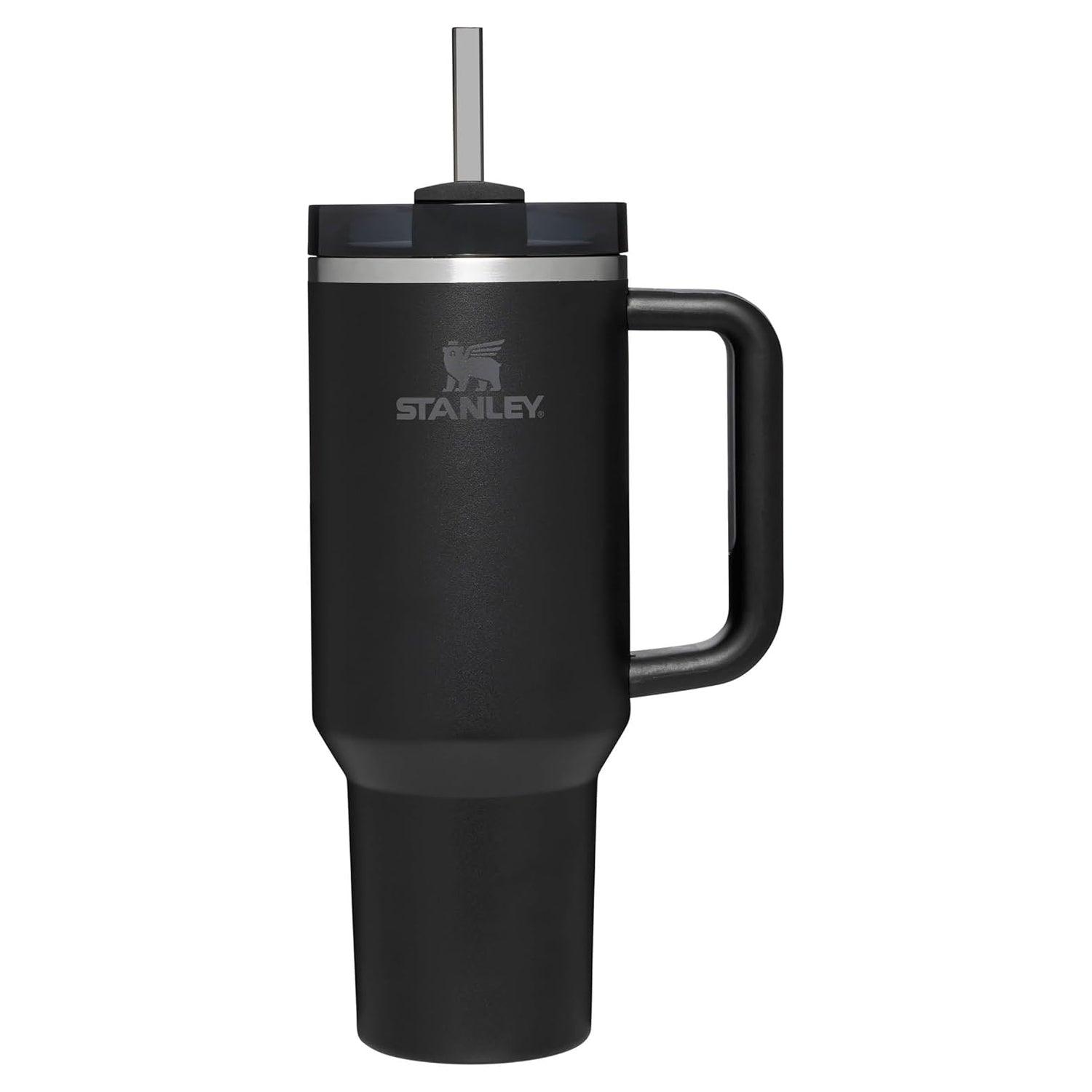 Insulated Straw Tumbler - 30-40 OZ Stanley Quencher H2.0 Tumbler Handle Straw Insulated Bottle Cup Mug Travel Mug for Cold or Hot Drinks Love Shack Fancy 40 OZ (1.2L) Black Tonal bottles - Tophatter Daily Deals