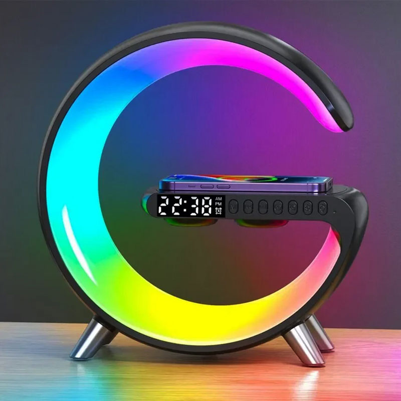 Wireless Charging Lamp RGB Ambient Light Stand 2025 Black - Tophatter Daily Deals