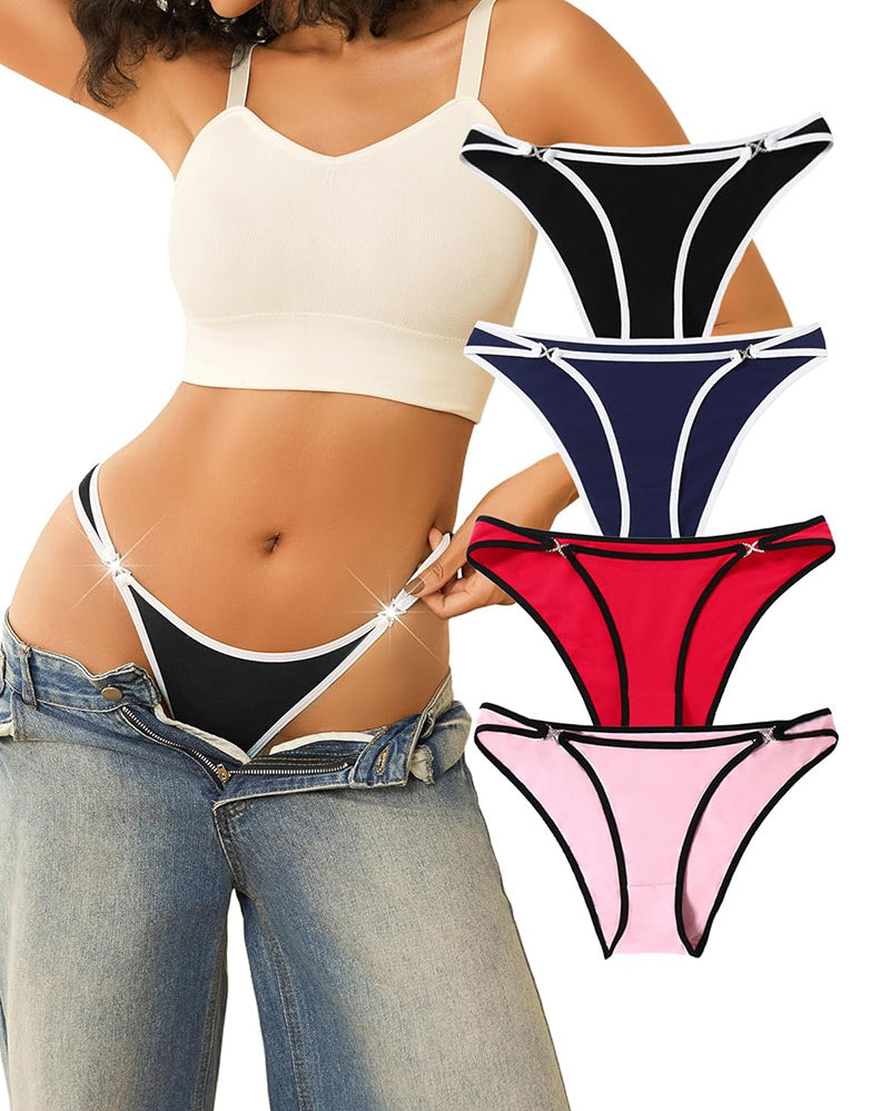 Cotton Panties Low Rise Hipster 4 Pcs-4 Lingeries-panties - Tophatter Daily Deals