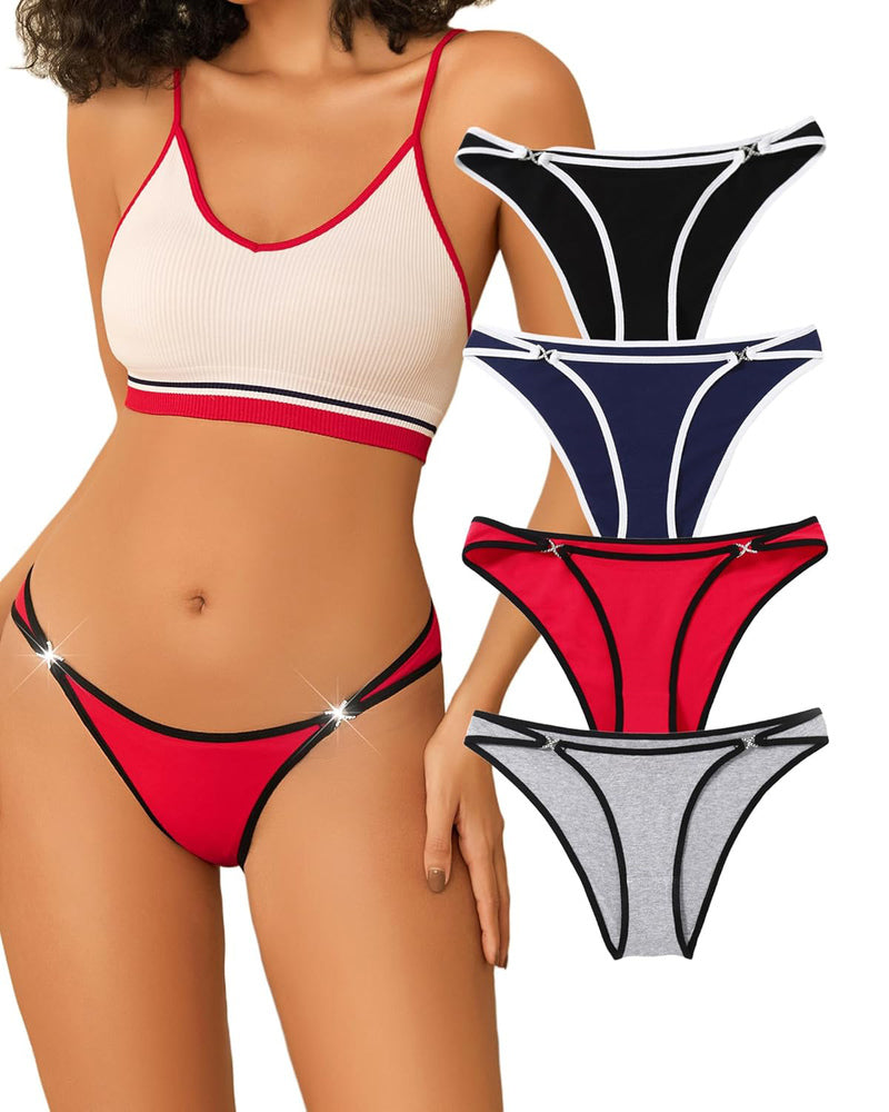 Cotton Panties Low Rise Hipster 4 Pcs-6 Lingeries-panties - Tophatter Daily Deals