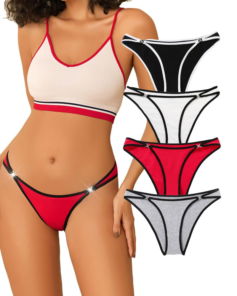 Cotton Panties Low Rise Hipster 4 Pcs-1 Lingeries-panties - Tophatter Daily Deals