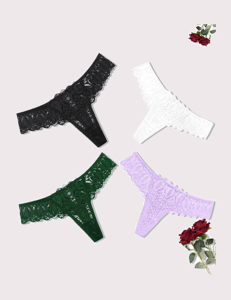 Lace Thongs Cross Back Underwear Black+white+green+light Purple Lingeries-panties - Tophatter Daily Deals