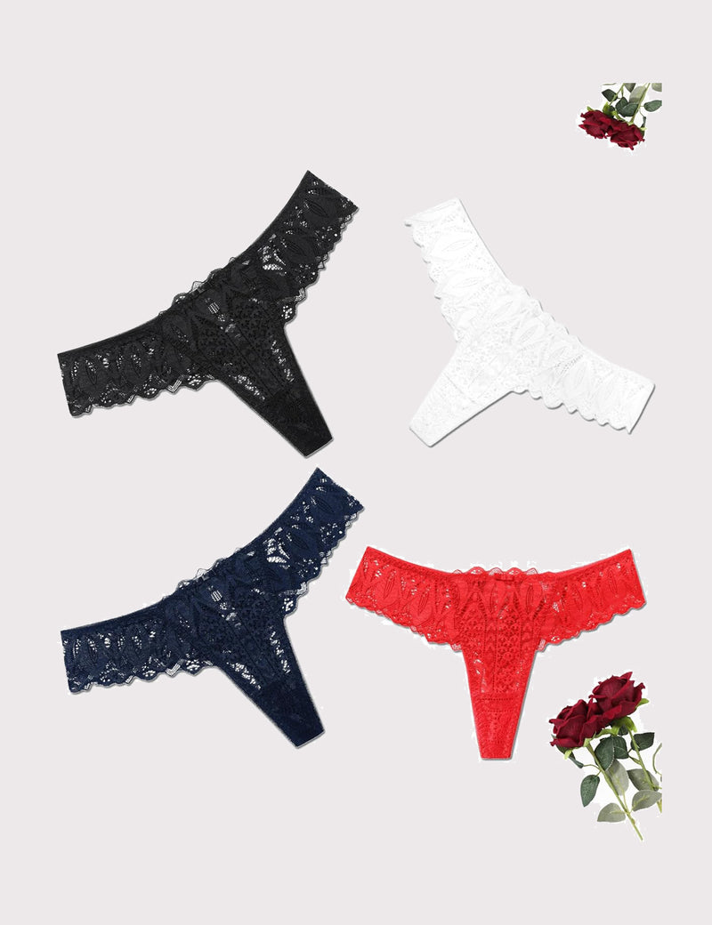 Lace Thongs Cross Back Underwear Black+white+navy Blue+red Lingeries-panties - Tophatter Daily Deals