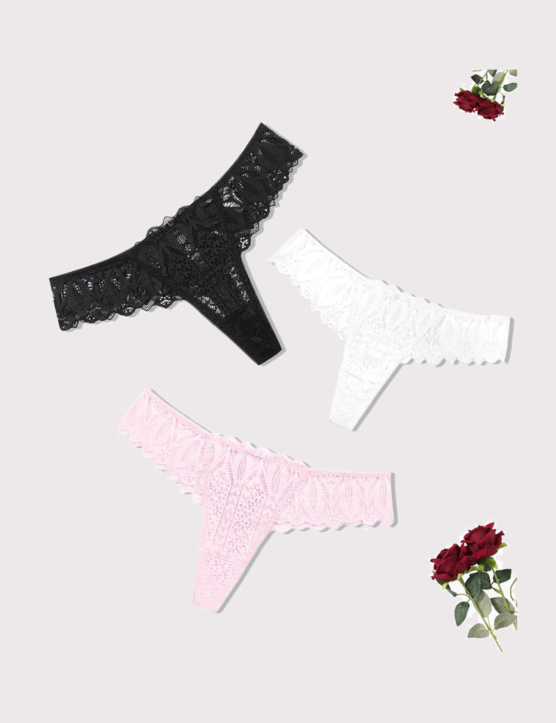 Lace Thongs Cross Back Underwear Black+white+pink Lingeries-panties - Tophatter Daily Deals