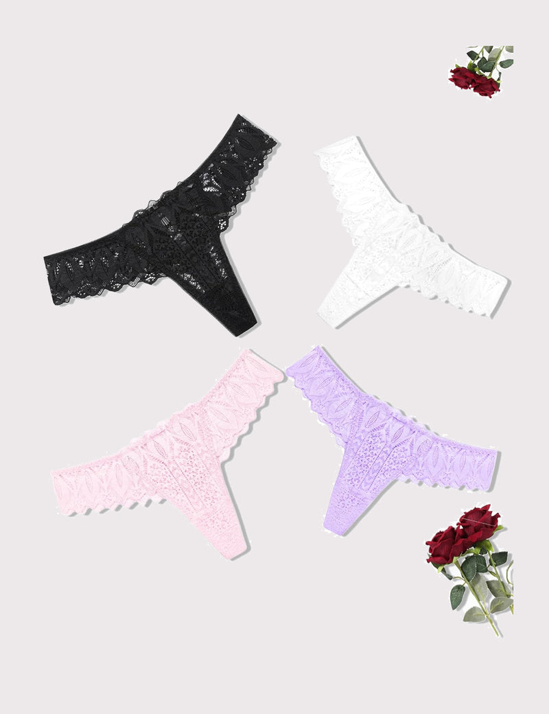 Lace Thongs Cross Back Underwear Black+white+pink+light Purple Lingeries-panties - Tophatter Daily Deals