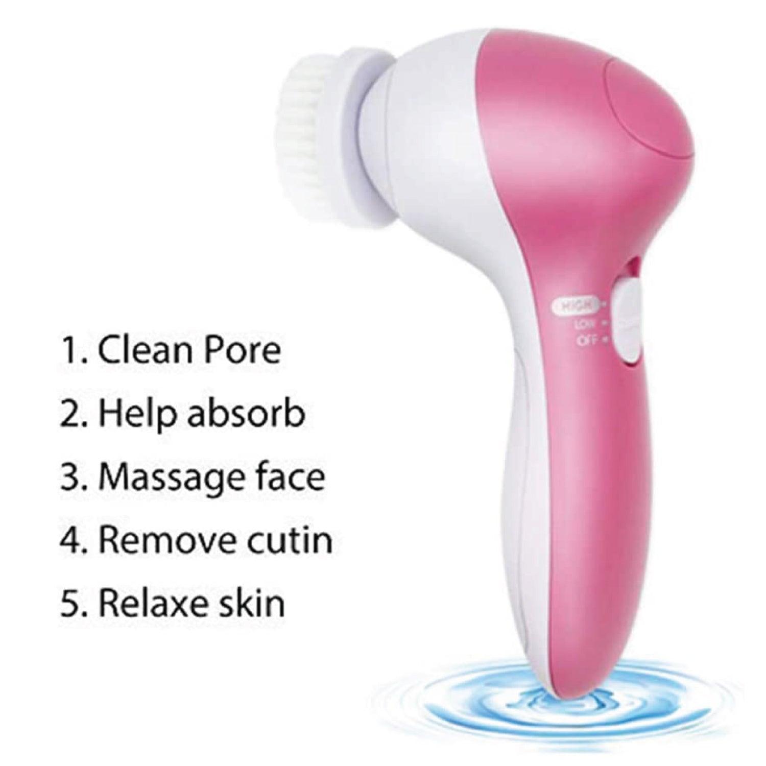 Facial Cleansing Brush - 5 in 1 Electric Facial Cleaner Wash Face Brusher Hand Skin Exfoliation Massager Personal Care - Tophatter Daily Deals