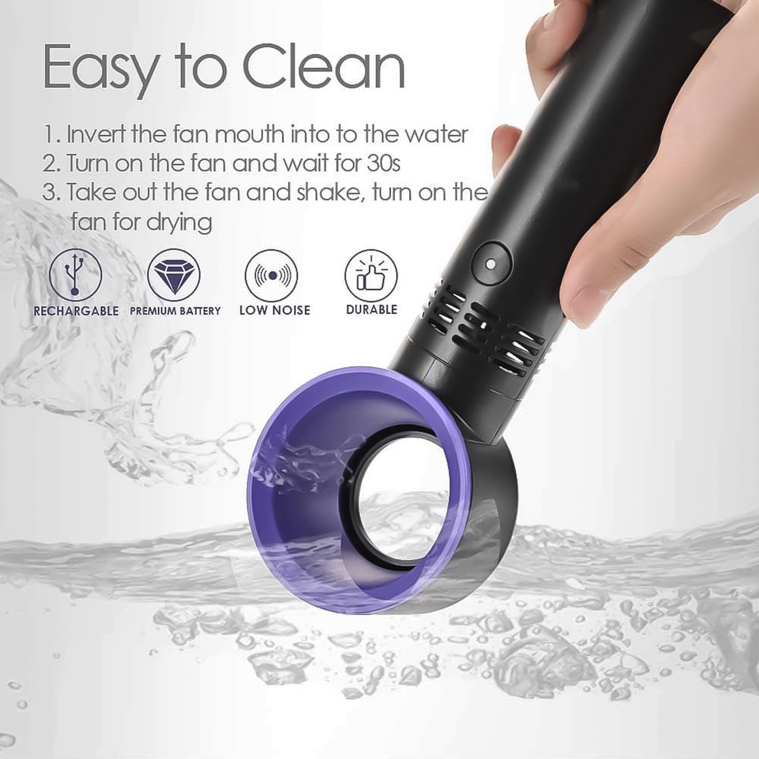 Handheld Bladeless Fan - 360° Desktop Mini Portable USB Rechargeable Cooler Fan Hot Sale - Tophatter Daily Deals