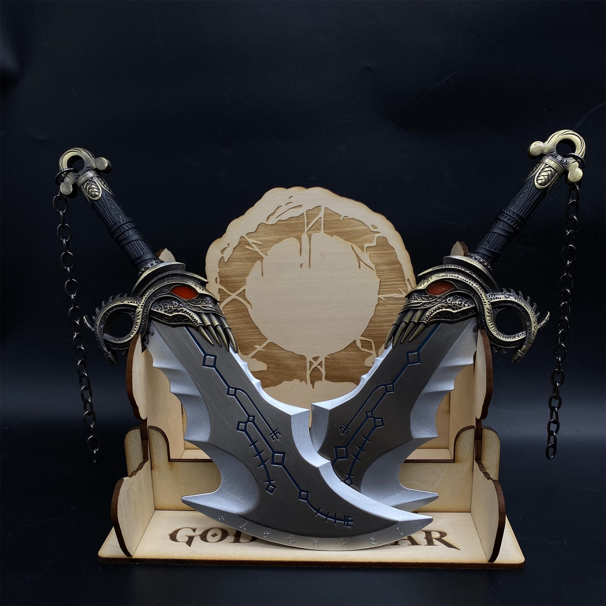 Metal Blades of Chaos 1:2 Luminous Replica With 3D Wood Stand - Tophatter Daily Deals