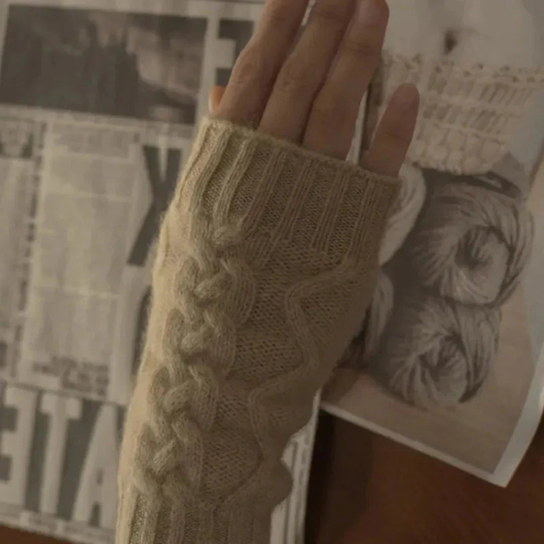 Cozy Women's Fingerless Gloves - Cable Cashmere, Winter - Tophatter Daily Deals
