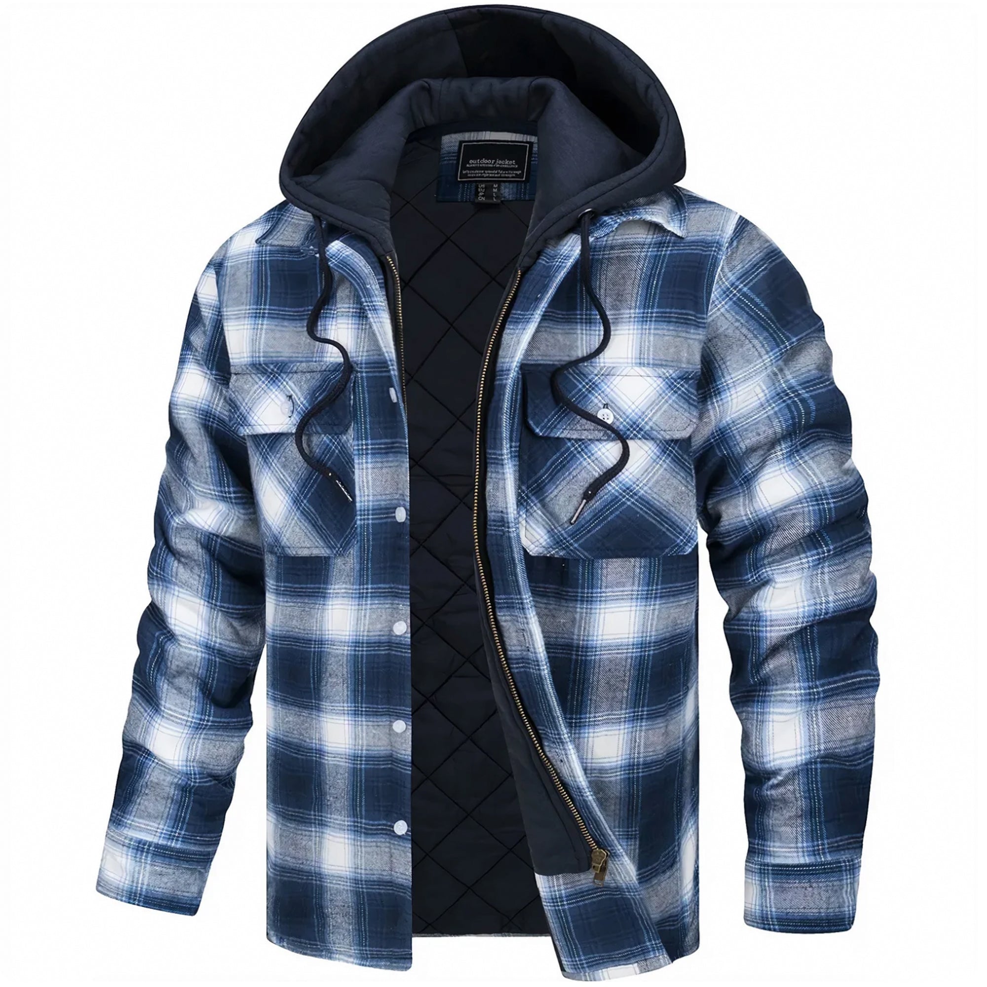 Lightweight Cozy Men's Hooded Jacket - Shirt Style, Fleece Clear Blue - Tophatter Daily Deals