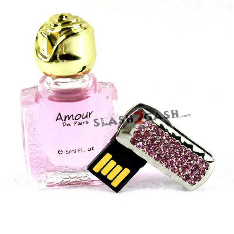 Fashion Mini Crystal Keychain Jewelry USB Flash Memory Drive - Pink 16GB 2.0 Pink USB Flash Drive - Tophatter Daily Deals