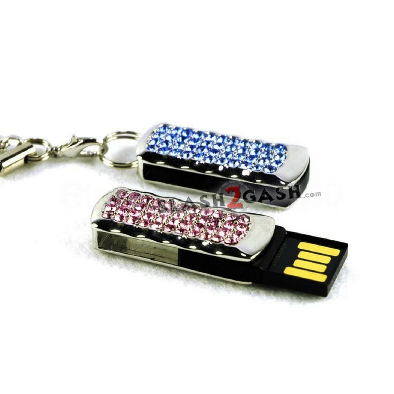 Fashion Mini Crystal Keychain Jewelry USB Flash Memory Drive - Blue USB Flash Drive - Tophatter Daily Deals