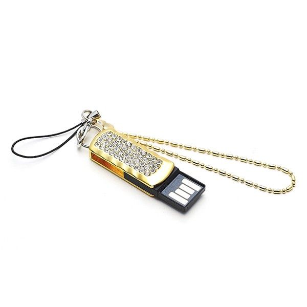 Fashion Mini Crystal Keychain Jewelry USB Flash Memory Drive 4 Colors 16GB 2.0 Gold USB Flash Drive - Tophatter Daily Deals