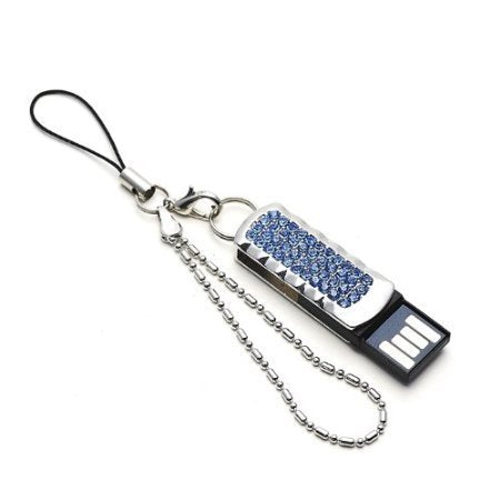 Fashion Mini Crystal Keychain Jewelry USB Flash Memory Drive - Blue 16GB 2.0 Blue USB Flash Drive - Tophatter Daily Deals