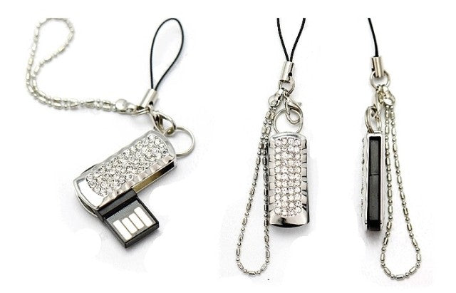 Fashion Mini Crystal Keychain Jewelry USB Flash Memory Drive - Pink 16GB 2.0 Silver USB Flash Drive - Tophatter Daily Deals