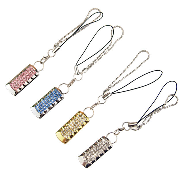 Fashion Mini Crystal Keychain Jewelry USB Flash Memory Drive - Blue USB Flash Drive - Tophatter Daily Deals