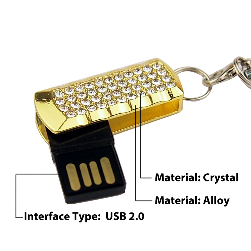 Fashion Mini Crystal Keychain Jewelry USB Flash Memory Drive - Pink USB Flash Drive - Tophatter Daily Deals