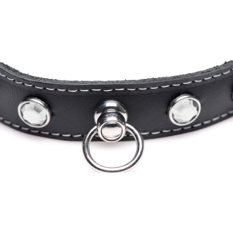 Bling Vixen Leather Choker with Clear Rhinestones > Clothes > Unisex Leather - Tophatter Daily Deals