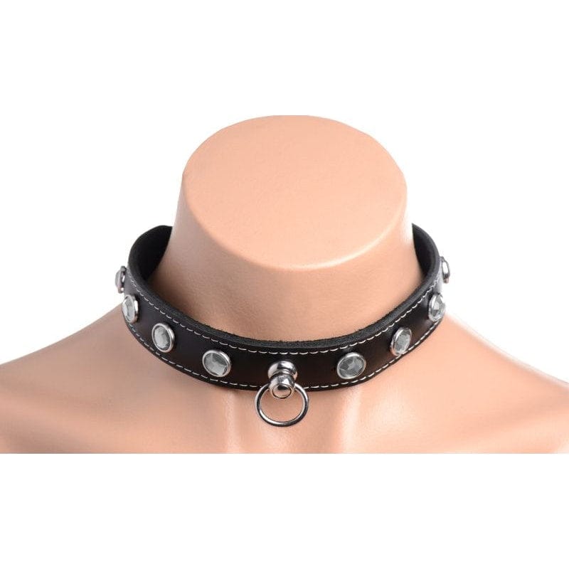 Bling Vixen Leather Choker with Clear Rhinestones > Clothes > Unisex Leather - Tophatter Daily Deals