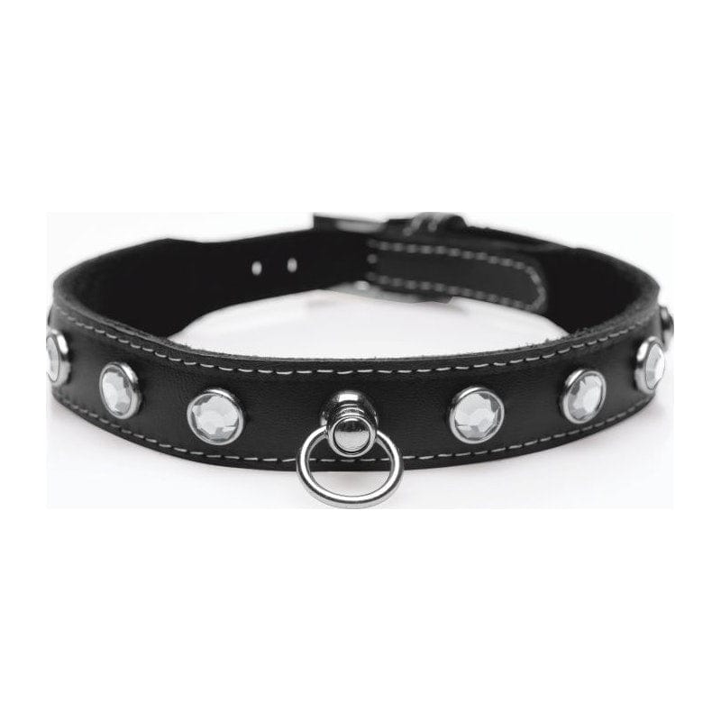 Bling Vixen Leather Choker with Clear Rhinestones > Clothes > Unisex Leather - Tophatter Daily Deals