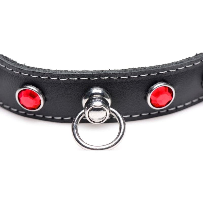 Bling Vixen Leather Choker with Red Rhinestones > Bondage Gear > Collars & Leashes - Tophatter Daily Deals