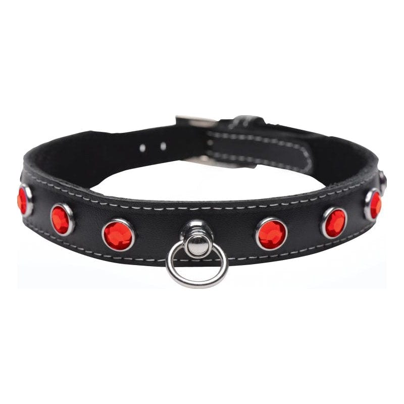 Bling Vixen Leather Choker with Red Rhinestones > Bondage Gear > Collars & Leashes - Tophatter Daily Deals