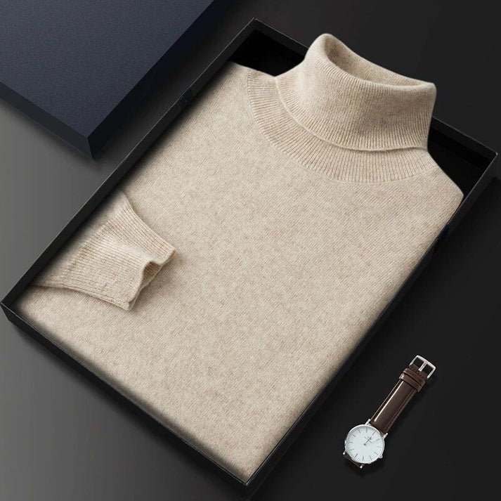 Soft Classic Men's Turtleneck Sweater - Cashmere, Warm Wear Beige - Tophatter Daily Deals