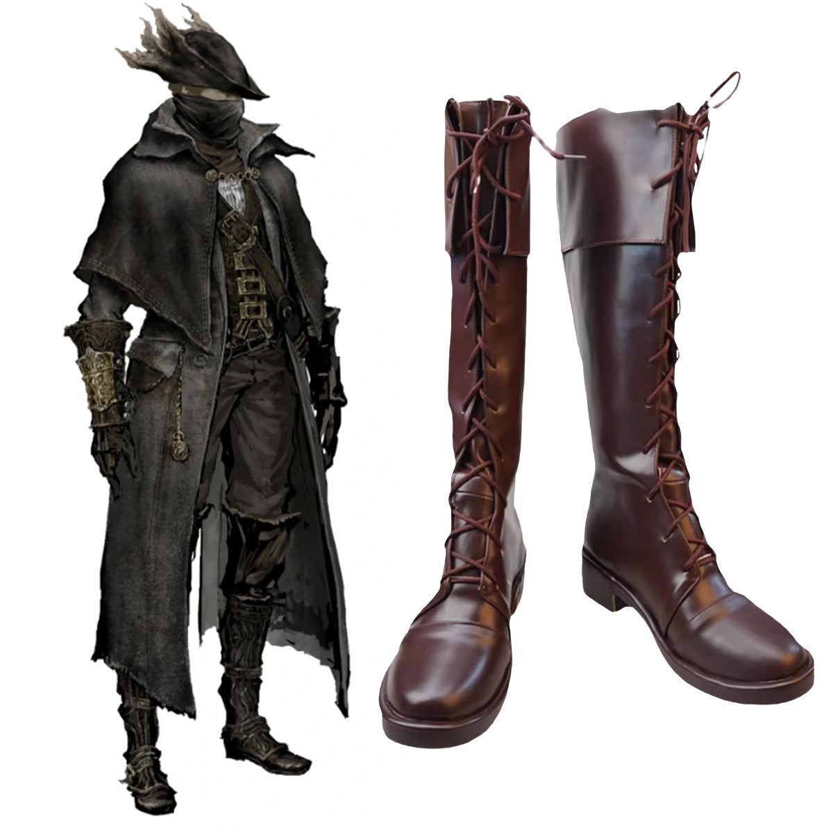 Bloodborne The Hunter Brown Shoes Cosplay Boots Shoes/Boots - Tophatter Daily Deals