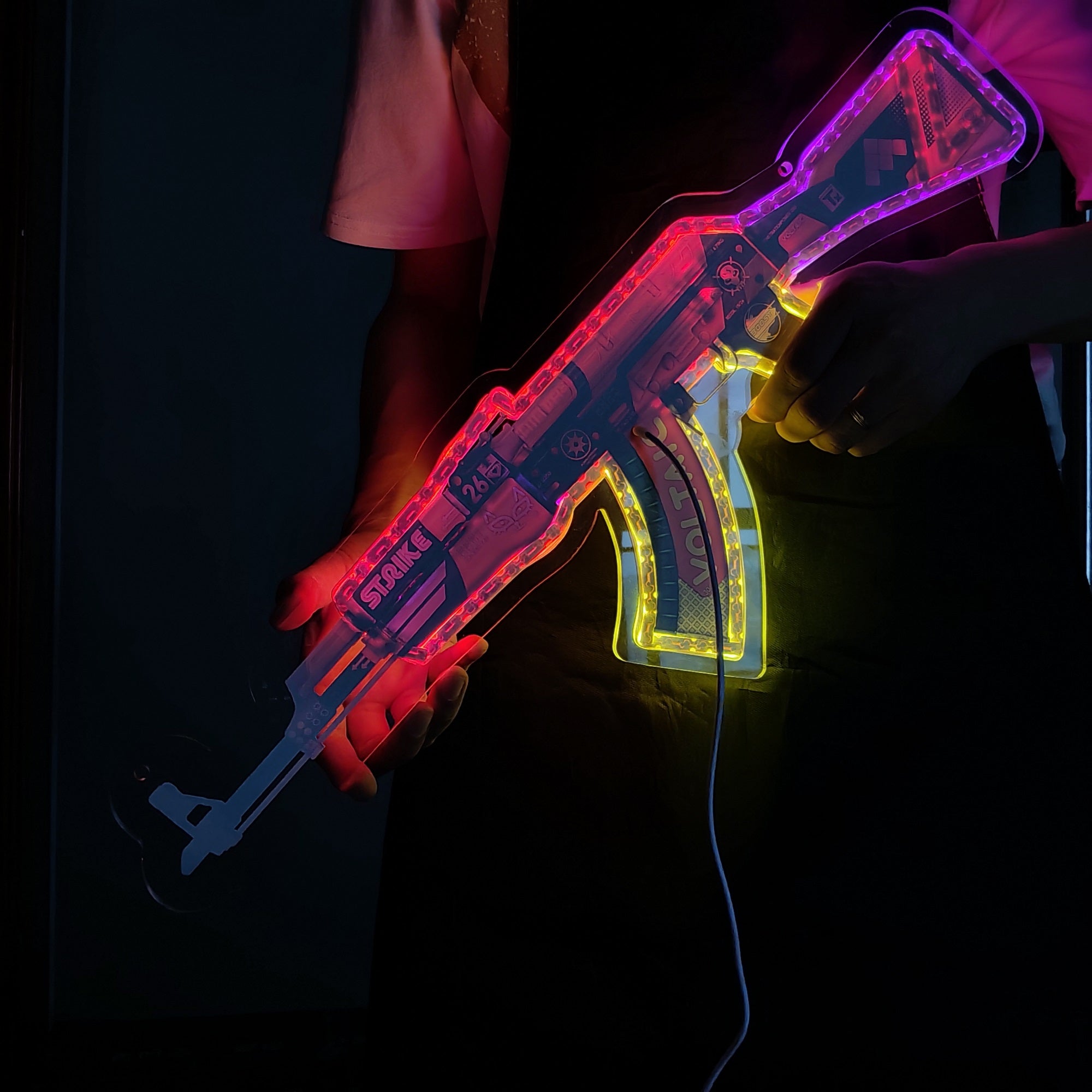 AK47 Bloodsport 3D Colorful Night Lamp Wall Decor - Tophatter Daily Deals