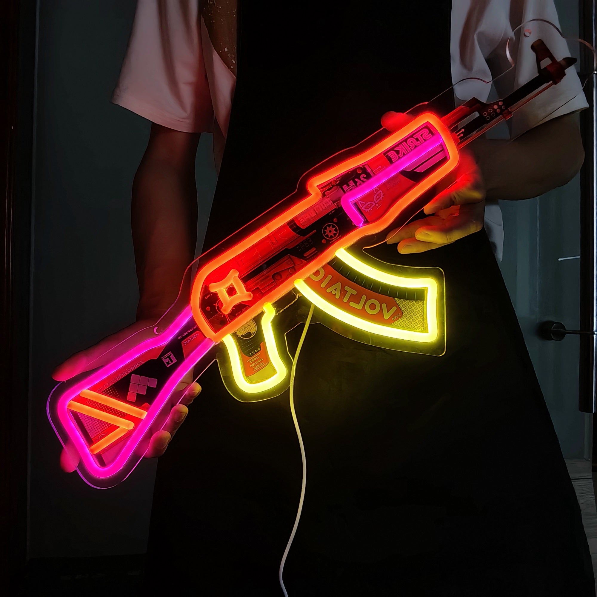 AK47 Bloodsport 3D Colorful Night Lamp Wall Decor - Tophatter Daily Deals