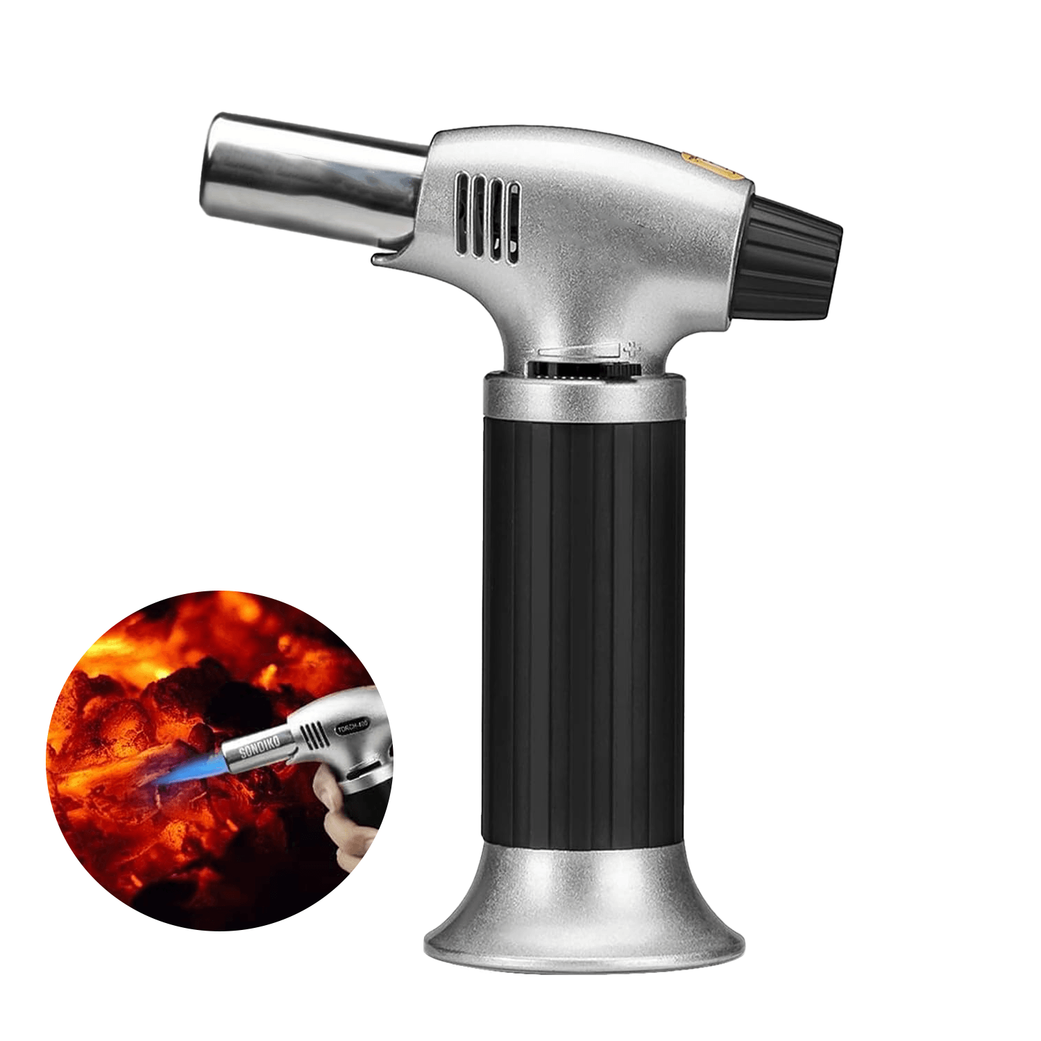 Blow Torch For Cooking - Adjustable Flame Kitchen Torch for Baking, Desserts & BBQ | Safety Lock & Refillable Household - Tophatter Daily Deals