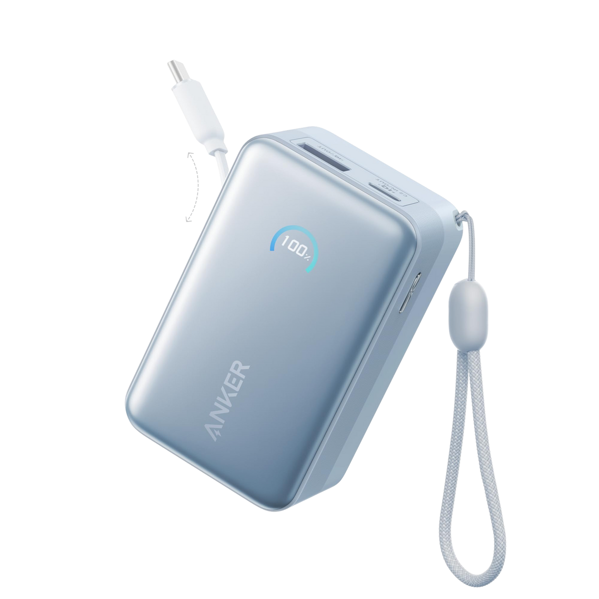 Anker Nano Power Bank (10K, 45W, Built-In Retractable USB-C Cable) Misty Blue Batteries & Power Accessories - Tophatter Daily Deals