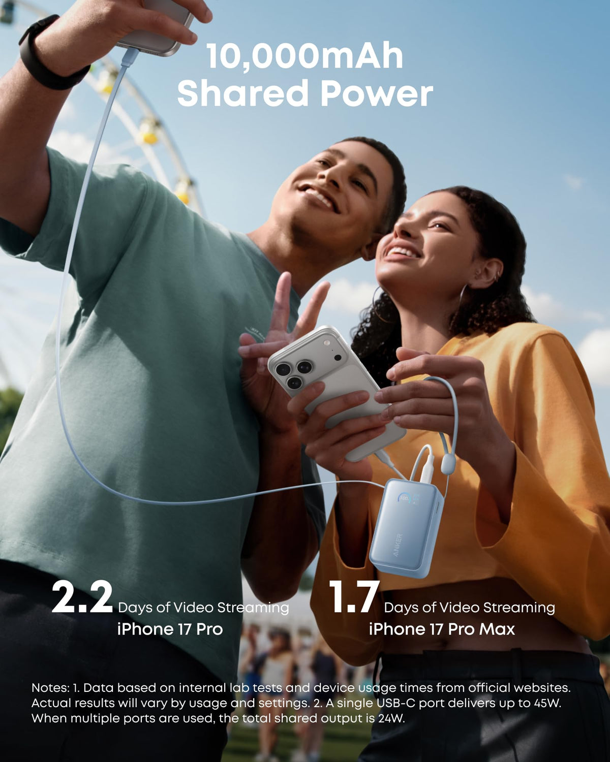 Anker Nano Power Bank (10K, 45W, Built-In Retractable USB-C Cable) Batteries & Power Accessories - Tophatter Daily Deals