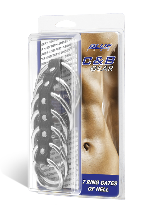 Blue Line 7 Ring Gates of Hell Steel Penis and Testicle Restraint Set > Bondage Gear > Male Chastity - Tophatter Daily Deals