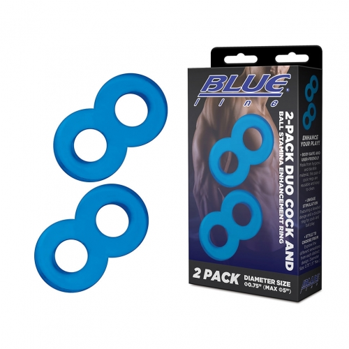 Blue Line Duo Cock and Ball Rings for Stamina Enhancement > Cock Ring > Sets - Tophatter Daily Deals