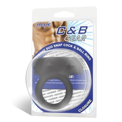 Blue Line Duo Snap Silicone Cock and Ball Ring with Dual Size Closure > Clothes > Mens Leather - Tophatter Daily Deals