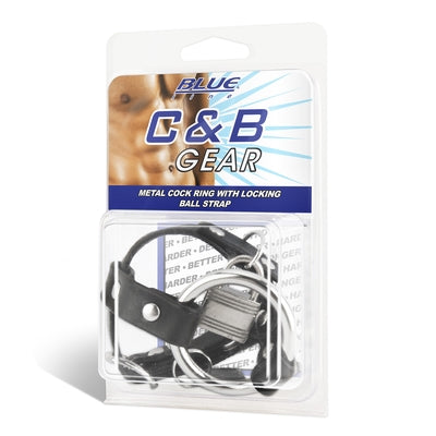 Blue Line Metal Cock Ring With Locking Ball Strap and Adjustable Leather Strap > Clothes > Mens Leather - Tophatter Daily Deals