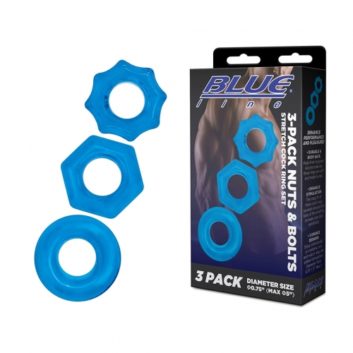 Blue Line Three-Pack Stretchable Cock Ring Set for Men > Cock Ring > Sets - Tophatter Daily Deals