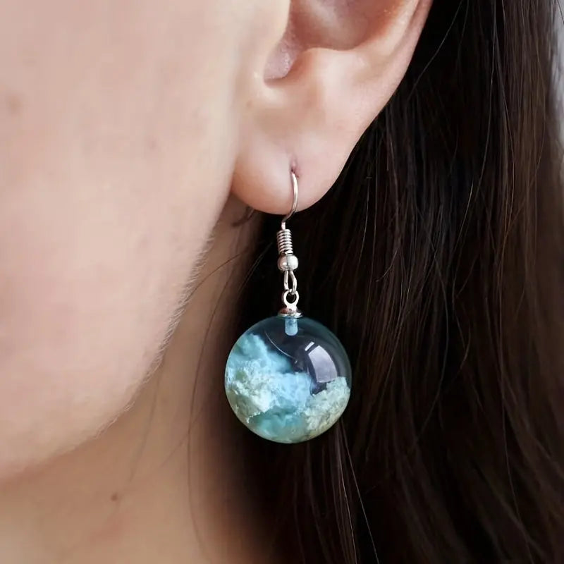 Blue Sky Cloud Design Bead Dangle Earrings Elegant Simple Style Trendy Holiday Ear Ornaments - Tophatter Daily Deals